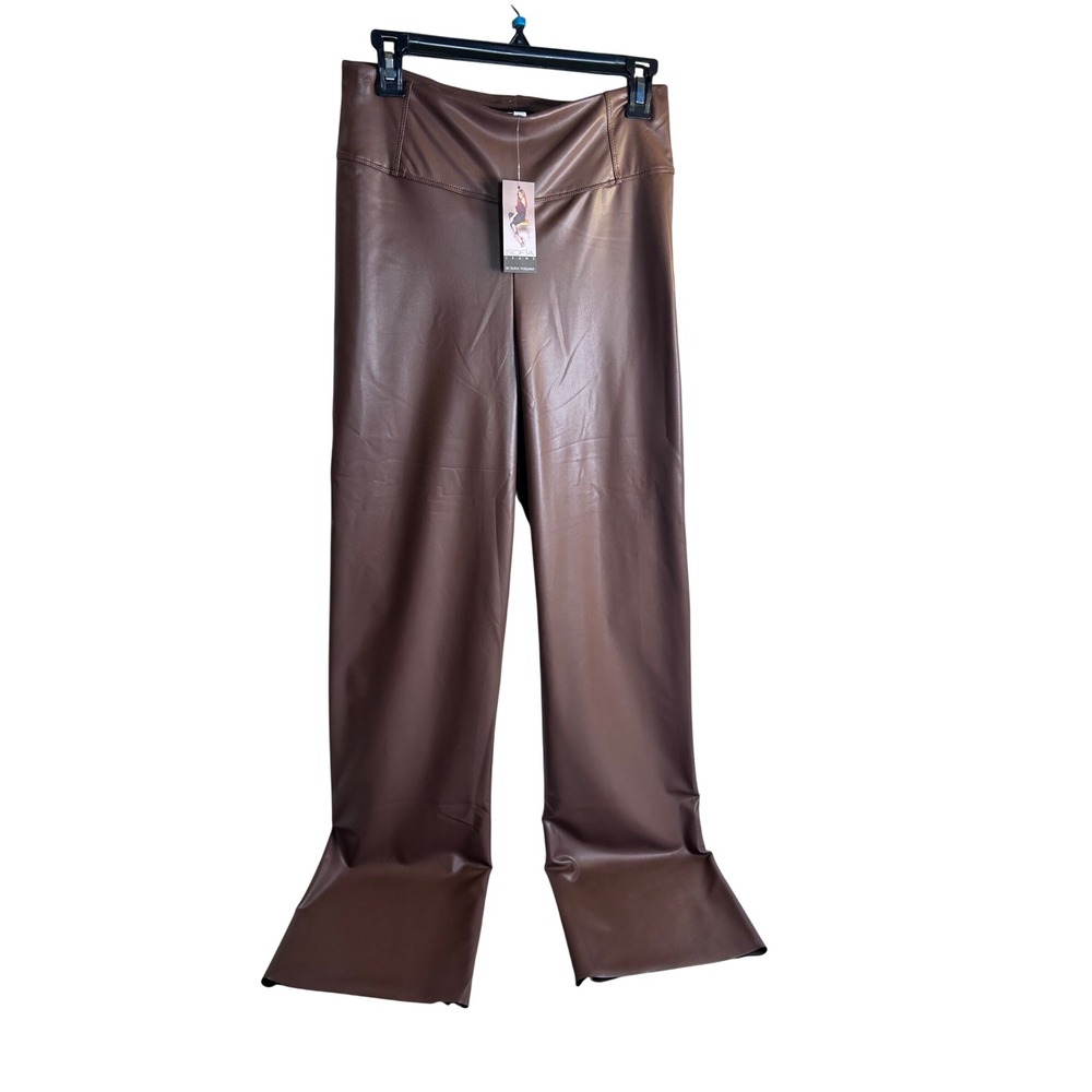 Sofia Jeans Faux Leather Bootcut Pant Size M Brown High Rise Flared Womens